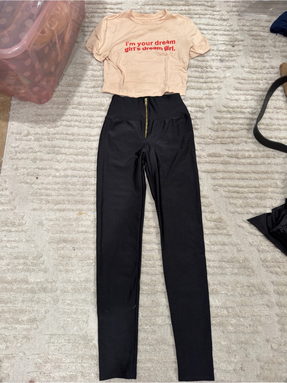 Black High-Waist Leggings with Gold Zipper